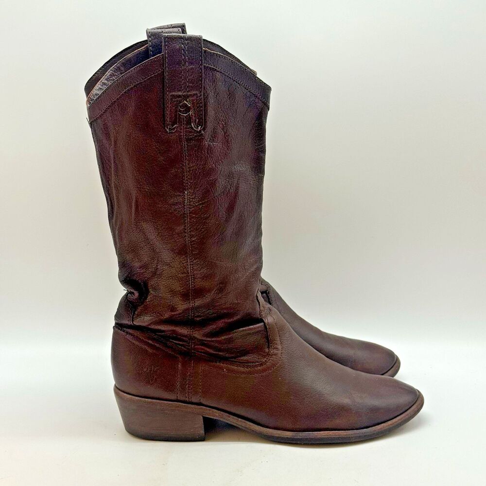 Frye Carson Western Riding Boots Women's 7.5B Cognac Pull On Tall Cowgirl 77679